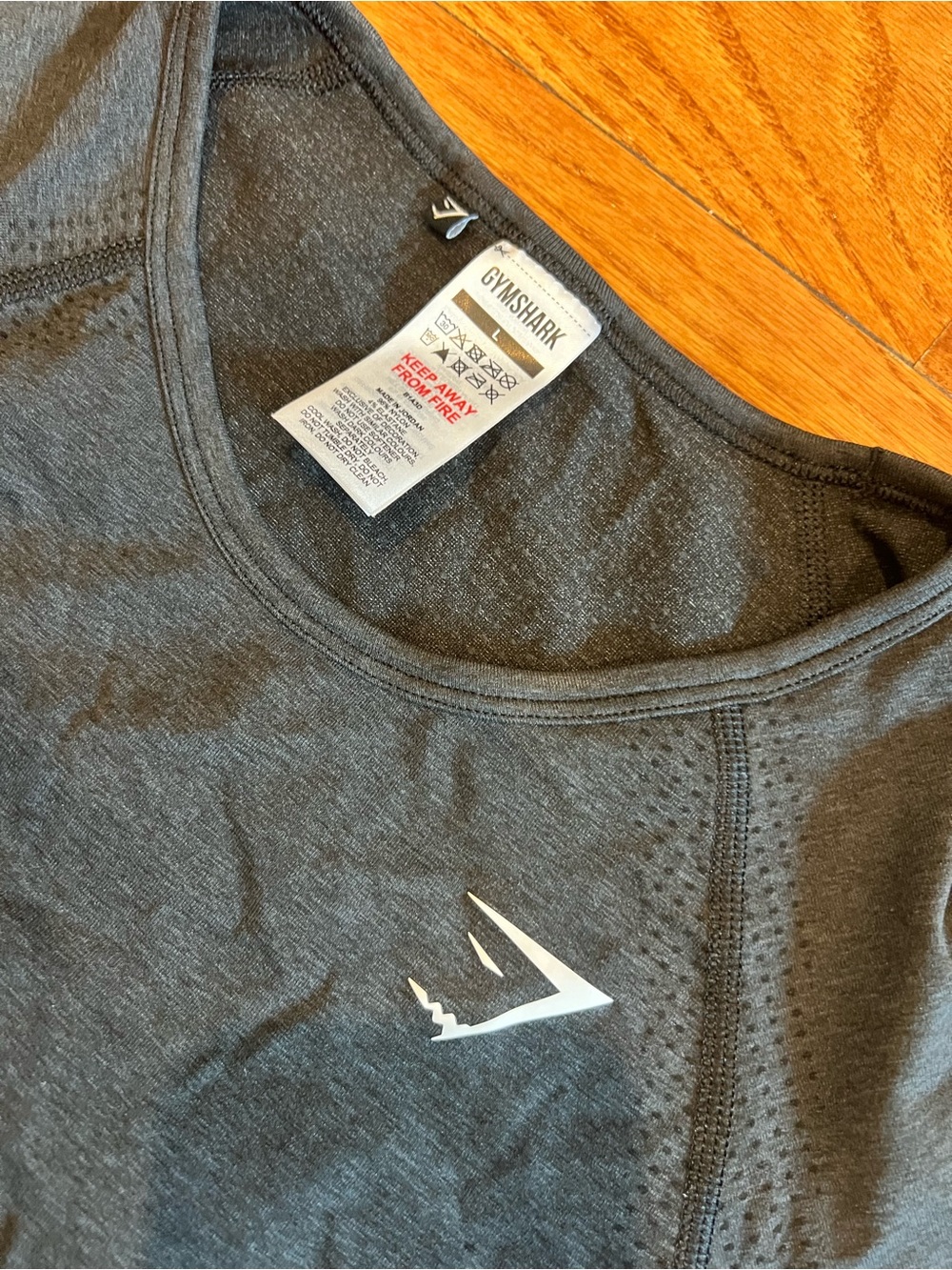 Gymshark women’s cropped long sleeve shirt size large charcoal grey